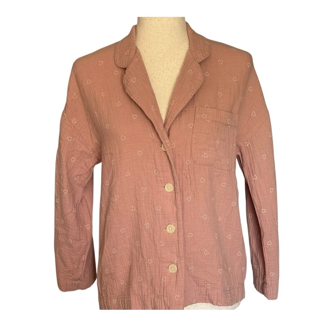Madewell 100% Cotton Gauze Button Front Top Rose Pink Lightweight Soft Size XS